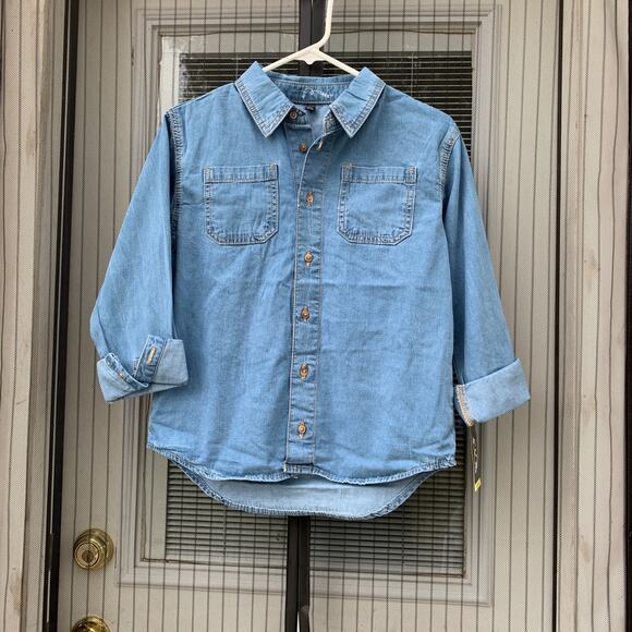 Art Class Girls Soft Denim Button Long-sleeve Size 10/12 NWT - Picture 1 of 9